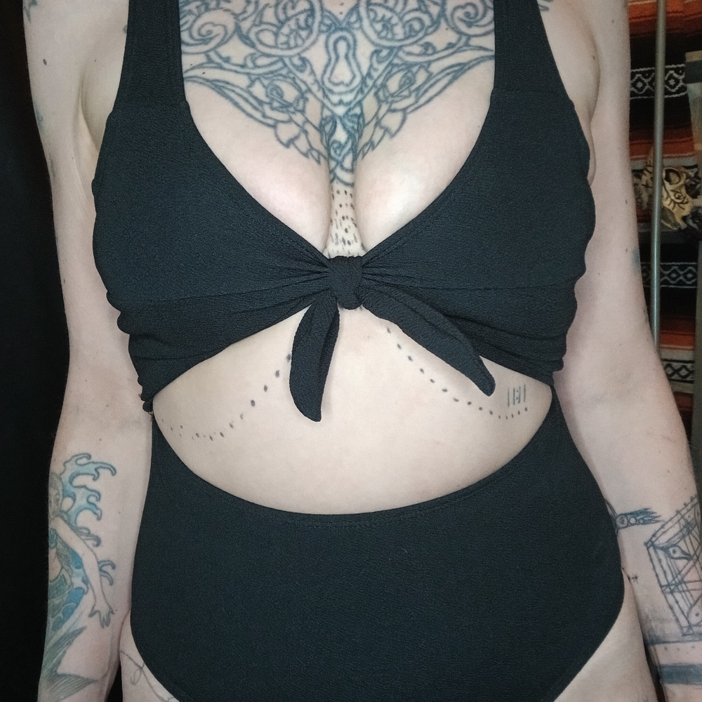 Black cutout one-piece
